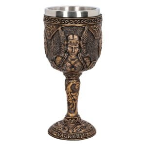 Magicun Giftware~Norse Myth Valkyrie Goblet Valhalla Lady Viking Chalice Bronzed Gift Decor
