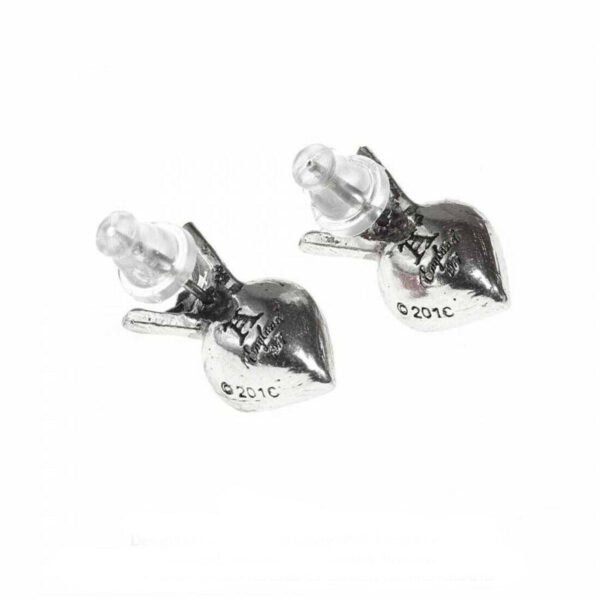 Alchemy Gothic Irish Claddagh Symbol Swarovski Crystal Heart Pewter Ear Studs