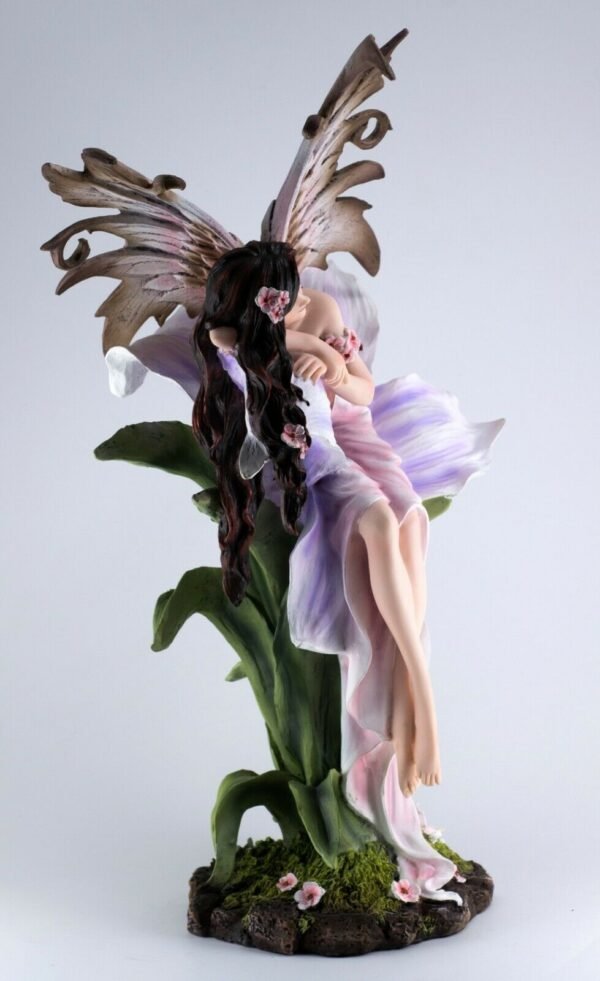 Fairy Collection~Pink Fairy Resting On Lily Flower Figurine Statue 14.5" High Detailed Resin New