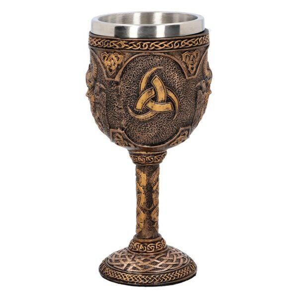 Magicun Giftware~Norse God Odin Goblet Valhalla Viking Myth Chalice Bronzed Wine Cup Gift Decor