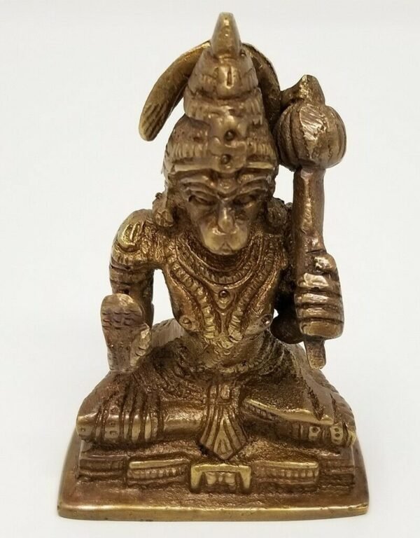 Hinduism Statues & Figures~Brass Antique Finish Blessing Hanuman 3"H 2"W