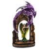Fairy Collection~Green Angel Fairy With Purple Dragon In LED Lit Arch Figurine Statue 15"H New!