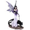 Fairy Collection~Purple Fairy Walking Black Panther On Chain Figurine Statue 11.5" High New!