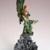 Fairy Collection~Green Fairy Figurine With Dragon On LED Faux Geode 8.75" High Resin Statue New