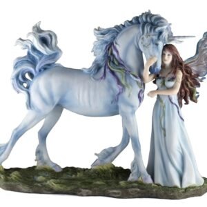 Fairy Collection~Blue Fairy With Unicorn Figurine 12" Long Highly Detailed Polystone New In Box