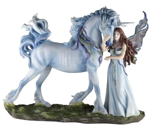 Fairy Collection~Blue Fairy With Unicorn Figurine 12" Long Highly Detailed Polystone New In Box