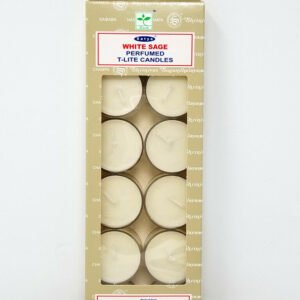 Home Fragrances ~Satya White Sage Scented T-Lite Candles (12/box) - NEW