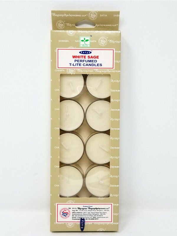 Home Fragrances ~Satya White Sage Scented T-Lite Candles (12/box) - NEW