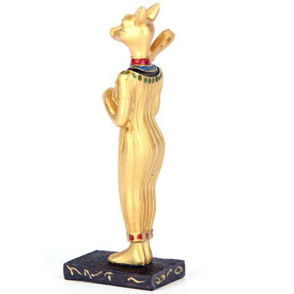 Home Decor~Decorative Gold Standing Bast Egyptian Figurine Sistrum Ornament