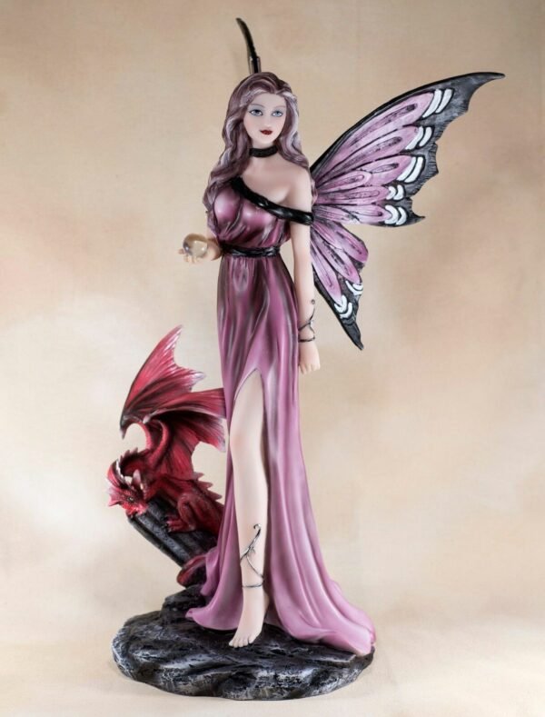 Fairy Collection~Amethyst Fairy With Dragon Holding Crystal Ball Figurine Statue 16.5" High New!