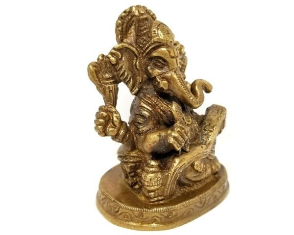 Hinduism Statues & Figures~Brass Antique Finish Ganesh Statue 3"H 2.5"W
