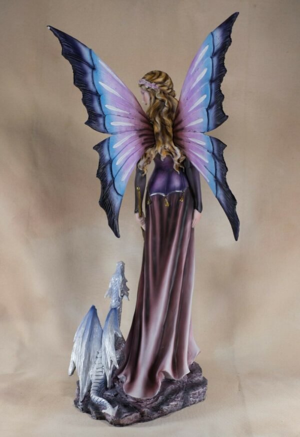 Fairy Collection~Large Scale Purple Fairy With White Dragon Figurine Statue 20" High Resin New!
