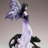 Fairy Collection~Purple Fairy Walking Black Panther On Chain Figurine Statue 11.5" High New!
