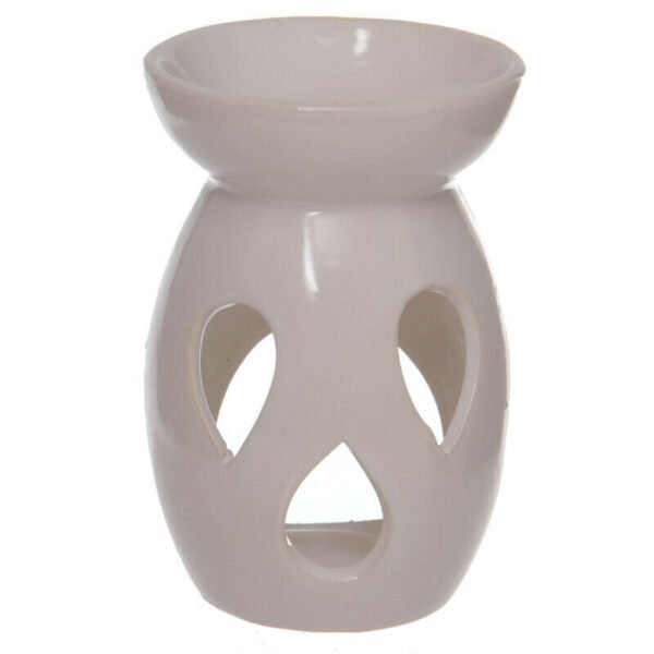 Home Fragrance~Decorative Simple White Ceramic Oil Burner with Teardrop Pattern Home Fragrance