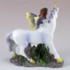 Fairy Collection~Mini Purple Fairy Walking With Unicorn Figurine 2.75" High Resin New!