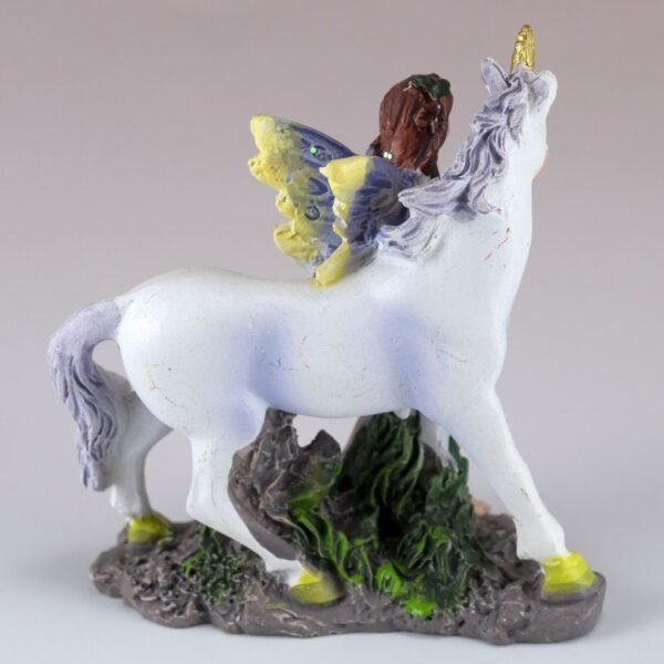 Fairy Collection~Mini Purple Fairy Walking With Unicorn Figurine 2.75" High Resin New!