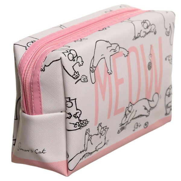 Collectable Design~Simon's Cat (YouTube) Handy PVC Make Up Toiletry Wash Bag Meow Durable Pink Cute