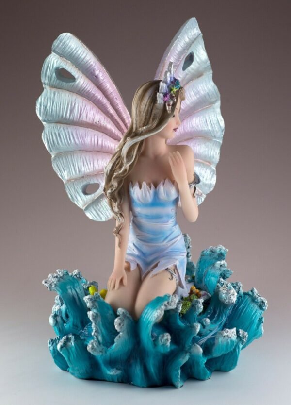 Fairy Collection~Blue Water Fairy On Waves Figurine Statue 9.5" High Resin New In Box!