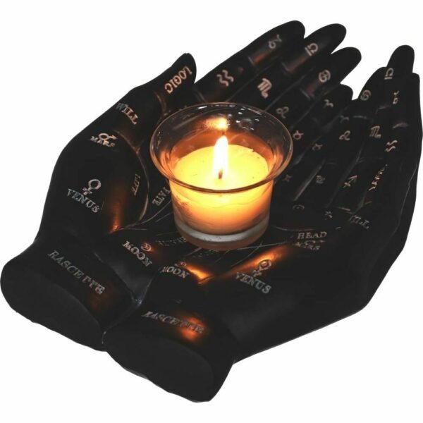 Palmist's Guide - Black T-Light Holder