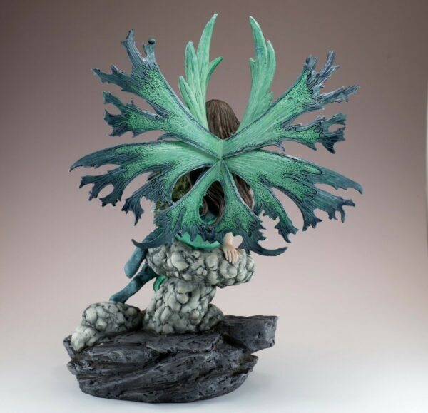 Fairy Collection~Green Fairy On Rock With Dragon Figurine Statue 12.25"H Detailed Resin New