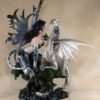 Fairy Collection~Large Fairy With Tail and Scales White Dragon Figurine Statue 18" High New!