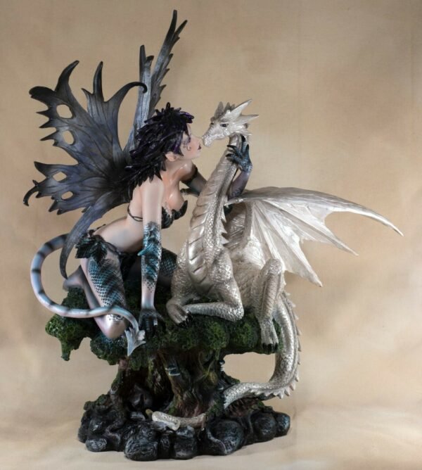 Fairy Collection~Large Fairy With Tail and Scales White Dragon Figurine Statue 18" High New!