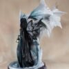 Fairy Collection~Large Dark Fairy With White Dragon Figurine Statue 17.75" High Resin New In Box!