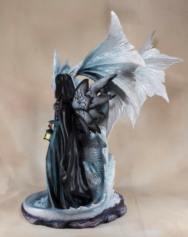 Fairy Collection~Large Dark Fairy With White Dragon Figurine Statue 17.75" High Resin New In Box!