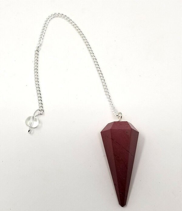 Magicun Stone~Mookaite Jasper Gemstone Pendulum with Chain, Faceted (Natural Crystal Stone)