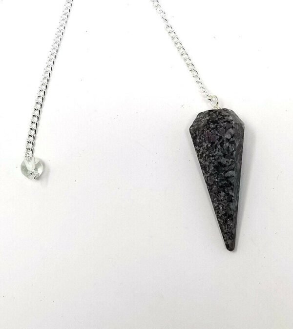 Magicun Stone~Spinal Matrix Gemstone Pendulum with Chain, Faceted (Natural Crystal Stone)