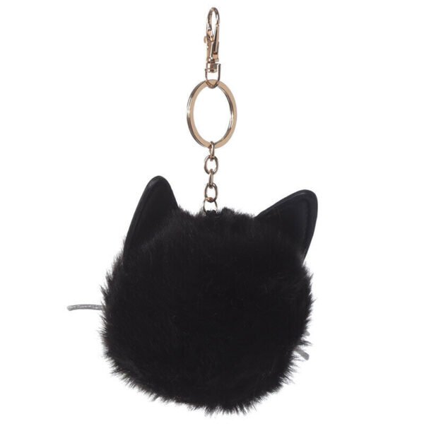 Home Decor~Fun Collectable Pom Pom Keyring Black Cat Bag Charm Keychain Split Ring Gift