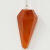 Magicun Stone~Red Carnelian Pendulum with Chain, Faceted (Natural Crystal Stone)