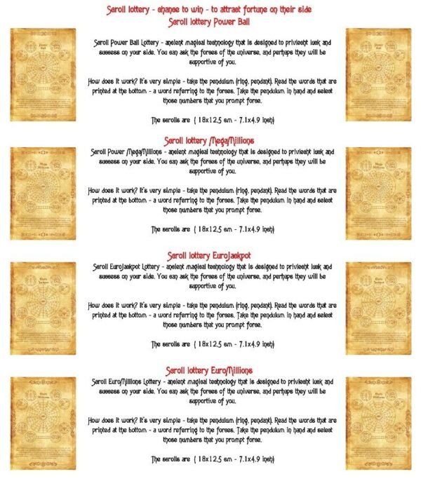 MagicunTarot Cloth~12 Scroll lottery Power Ball + pendulum - chance to win - to attract fortune