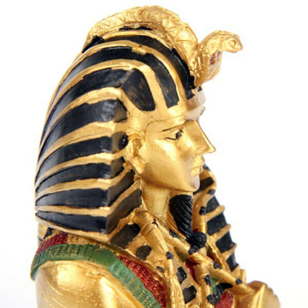 Home Decor~Decorative Egyptian Golden Tutankhamen Bust Holding Crook & Flail