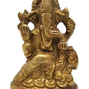 Hinduism Statues & Figures~Brass Antique Finish Ganesh Statue 3"H 2.5"W