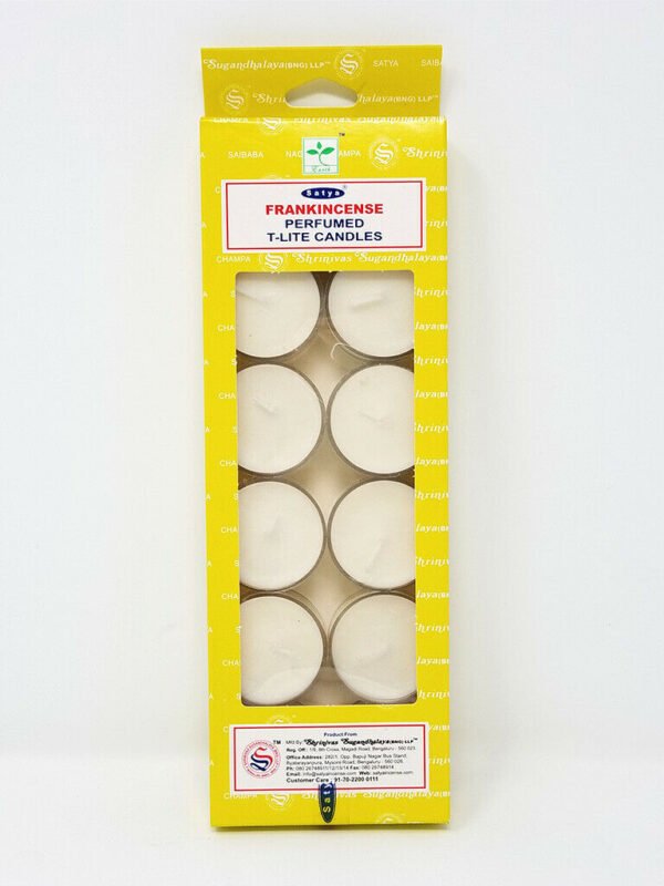 Home Fragrances ~Satya FRANKINCENSE Scented T-Lite Candles (12/box) - NEW