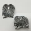Wicca & Paganism~Perched Owl 4" Silver-Tone Metal Stick Incense Cone Burner 3-Legged Stand 2 pcs