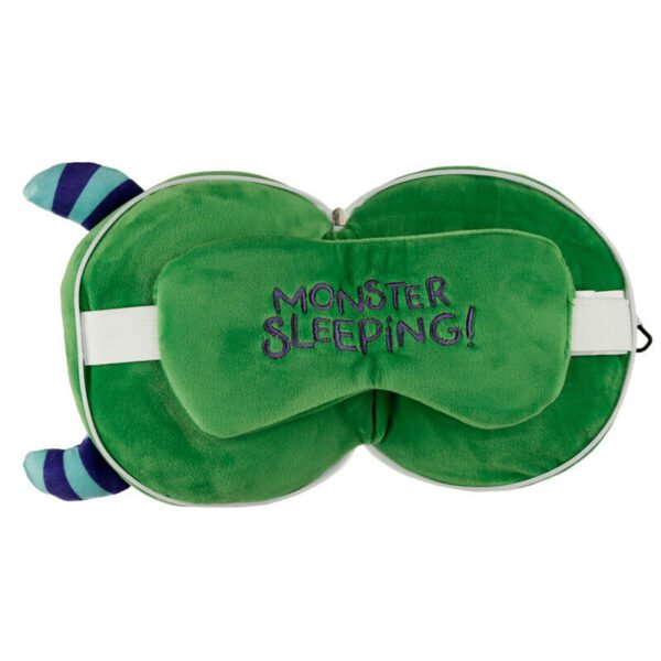 Home Decor~RESTEAZZZ GREEN MONSTARZ SUPER SOFT PLUSH TRAVEL CUSHION PILLOW & EYE MASK