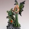Fairy Collection~Green Fairy Figurine With Dragon On LED Faux Geode 8.75" High Resin Statue New