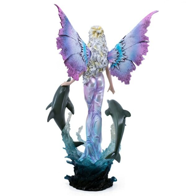 Fairy Collection~Fairy In Water With Splashing Dolphins Figurine 16"H Resin Statue New!