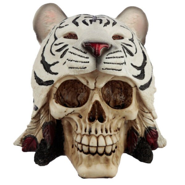 Home Decor~Fantasy Skull in Tiger Headdress Ornament Figurine Skeleton Horror Dead