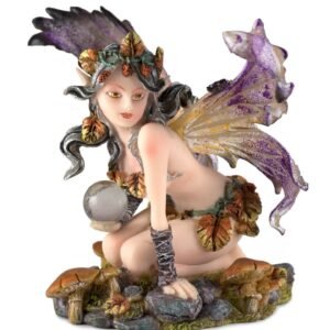 Fairy Collection~Leaf Fairy With Crystal Ball Figurine 4.25" High Resin New In Box
