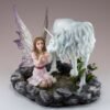 Fairy Collection~Pink Fairy Giving Unicorn A Drink In Pond Figurine Statue 7" Long Resin New!