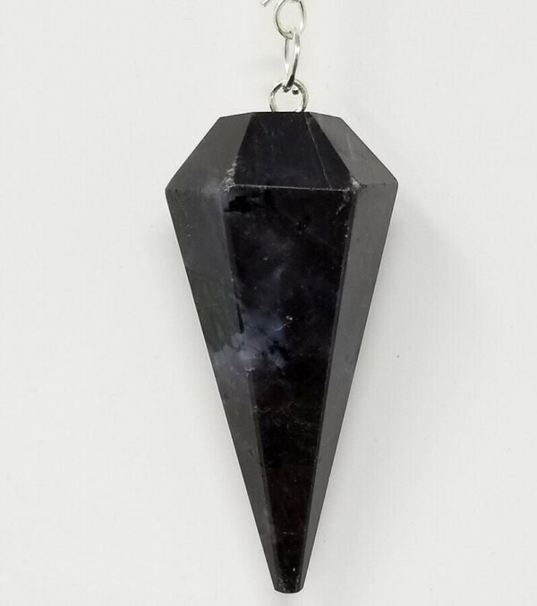 Magicun Stone~Blue Pearl Pendulum with Chain, Faceted (Natural Crystal Stone)