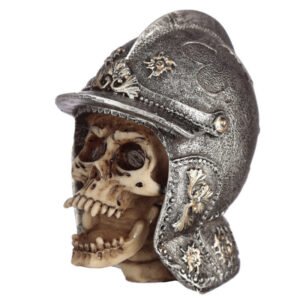 Home Decor~Gothic Human Skull in Medieval Helmet Fantasy Ornament
