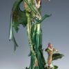 Fairy Collection~Green Fairy With 2 Dragons Figurine Statue 9.25" High Clear Wings Resin New