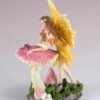 Fairy Collection~Mini Yellow Fairy Leaning On Mushroom Figurine 4.25" High Glittery Resin New!