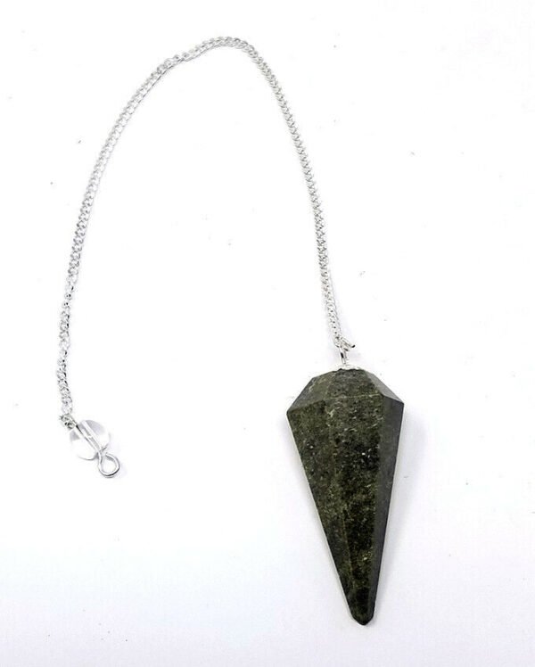 Magicun Stone~Vasonite Gemstone Pendulum with Chain, Faceted (Natural Crystal Stone)