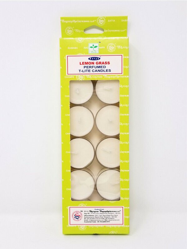 Home Fragrances ~Satya LEMONGRASS Scented T-Lite Candles (12/box) - NEW