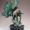 Fairy Collection~Green Fairy On Rock With Dragon Figurine Statue 12.25"H Detailed Resin New